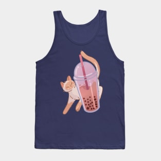 Bubble Tea Boba Red Point Thai Cat Tank Top